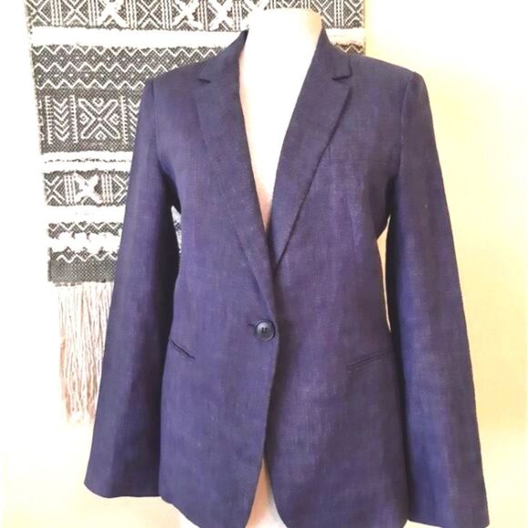 Judith & Charles Navy Blue Linen Blazer Sz… - Picture 3 of 10